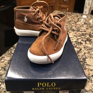 Baby boy size 5 polo brown suede lace up boot
